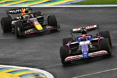 Liam Lawson ahead of Max Verstappen in Brazil