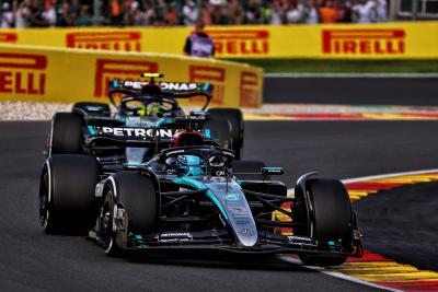 George Russell leads Lewis Hamilton