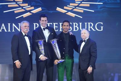 Hamilton, Mercedes receive F1 championship trophies