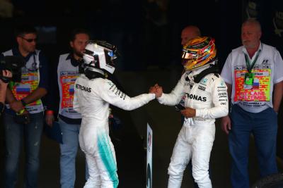 30.04.2017 - Race, Valtteri Bottas (FIN) Mercedes AMG F1 W08 race winner and Lewis Hamilton (GBR) Me