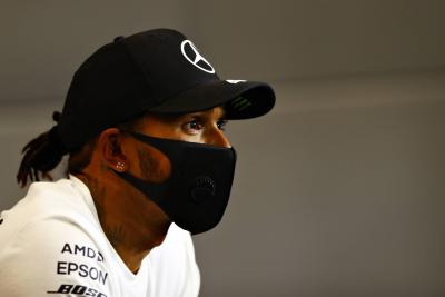 Lewis Hamilton (GBR) Mercedes AMG F1 in the post race FIA Press Conference.