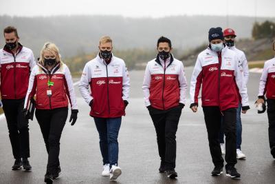 Mick Schumacher (GER) Alfa Romeo Racing Test Driver walks the circuit with the team.