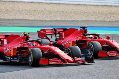 Charles Leclerc (MON) Ferrari SF1000 and team mate Sebastian Vettel (GER) Ferrari SF1000 battle for position.