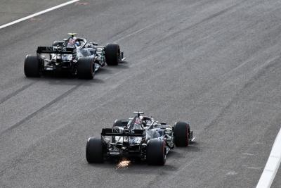 Valtteri Bottas (FIN) Mercedes AMG F1 W11 and Lewis Hamilton (GBR) Mercedes AMG F1 W11.