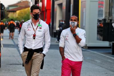 (L to R): Toto Wolff (GER) Mercedes AMG F1 Shareholder and Executive Director with Lewis Hamilton (GBR) Mercedes AMG F1.