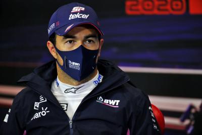 Sergio Perez (MEX) Racing Point F1 Team in the post qualifying FIA Press Conference.