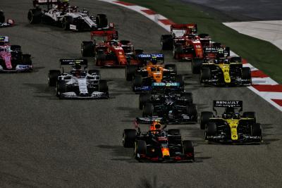 Alexander Albon (THA) Red Bull Racing RB16 at the start of the race.