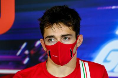 Charles Leclerc (MON) Ferrari in the FIA Press Conference.