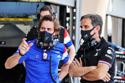 (L to R): Fernando Alonso (ESP) Alpine F1 Team with Davide Brivio (ITA) Alpine F1 Team Racing Director.