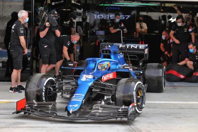 Fernando Alonso (ESP) Alpine F1 Team A521 leaves the pits.