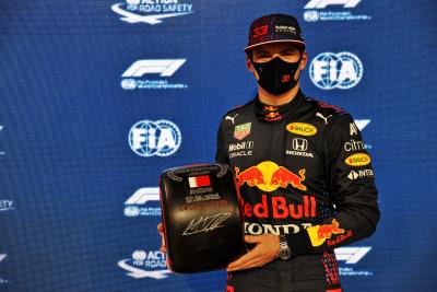 Max Verstappen (NLD) Red Bull Racing celebrates his pole position in qualifying parc ferme.