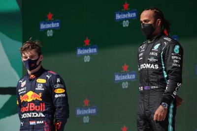 1st place Lewis Hamilton (GBR) Mercedes AMG F1 and 2nd place Max Verstappen (NLD) Red Bull Racing.