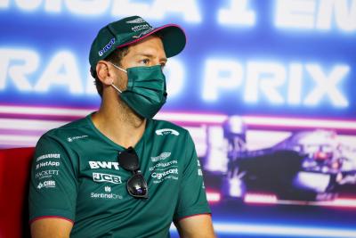 Sebastian Vettel (GER) Aston Martin F1 Team in the FIA Press Conference.