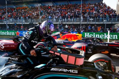 Lewis Hamilton (GBR) Mercedes AMG F1 W12 in qualifying parc ferme.
