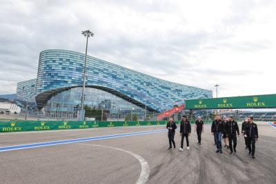 Esteban Ocon (FRA) Alpine F1 Team and Daniil Kvyat (RUS) Alpine F1 Team Reserve Driver walk the circuit with the team.