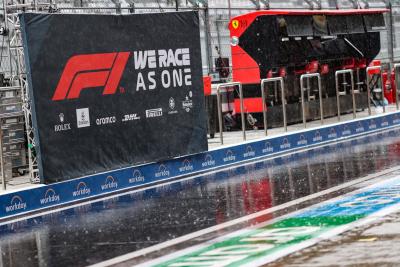 Circuit atmosphere - rain falls in the pits as FP3 is cancelled.