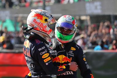 1st place Max Verstappen (NLD) Red Bull Racing RB16B and Sergio Perez (MEX) Red Bull Racing RB16B.
