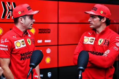 (L to R): Charles Leclerc (MON) Ferrari with team mate Carlos Sainz Jr (ESP) Ferrari.