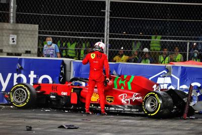 Charles Leclerc (MON) Ferrari SF-21 after he crashed in the second practice session.