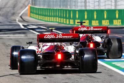 Antonio Giovinazzi (ITA) Alfa Romeo Racing C39 and Kimi Raikkonen (FIN) Alfa Romeo Racing C39.