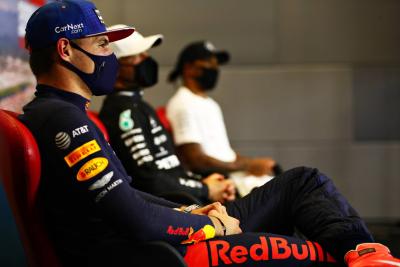 Max Verstappen (NLD) Red Bull Racing in the post race FIA Press Conference.