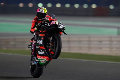 Aleix Espargaro wheelie, Qatar MotoGP test, 7 March 2021