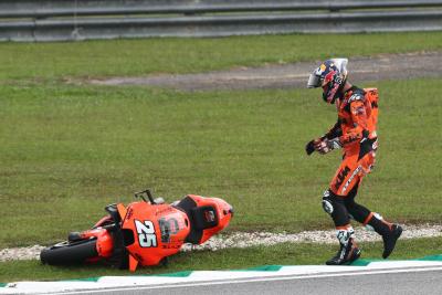 Raul Fernandez after crashing, Sepang MotoGP tests, 1st February 2022