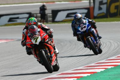 Chaz Davies and Toprak Razgatlioglu, Catalunya WorldSBK race1, 2020