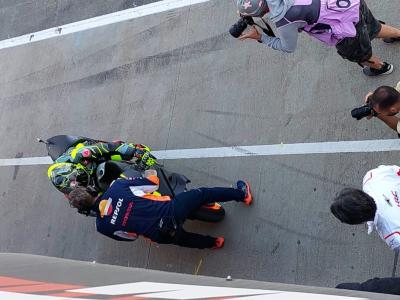 Joan Mir finishes his first run on a Repsol Honda.