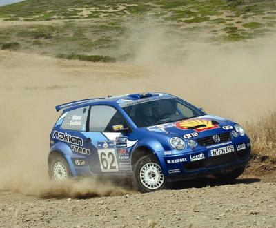 VW Polo Super 1600's ready for Wales rally action.