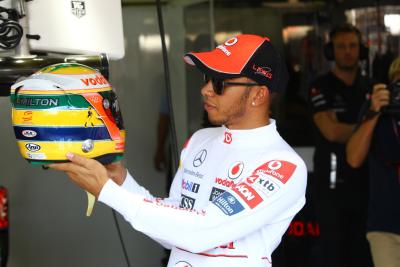 - Lewis Hamilton (GBR), McLaren Mercedes with his special Brazilian GP Helmet, tribute to Ayrton