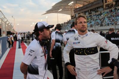  - Race, Fernando Alonso (ESP) McLaren Honda MP4-31 and Jenson Button (GBR) McLaren Honda