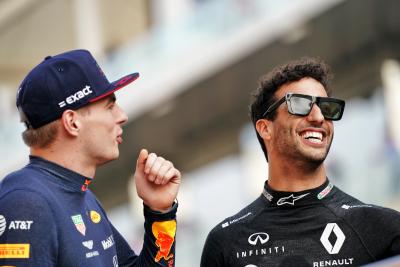 (L to R): Max Verstappen (NLD) Red Bull Racing with Daniel Ricciardo (AUS) Renault F1 Team on the drivers