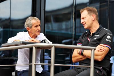 (L to R): Alain Prost (FRA) Alpine F1 Team