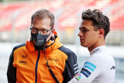 Lando Norris (GBR) McLaren with Andreas Seidl, McLaren Managing