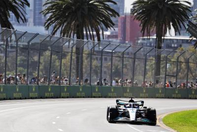 George Russell (GBR) ) Mercedes AMG F1 W13.08.04.2022. Kejuaraan Dunia Formula 1, Rd 3, Grand Prix Australia, Albert Park, Melbourne, Australia, Hari Latihan.- www.xpbimages.com, EMail: request@xpbimages.com © Hak Cipta: Bearne / XPB Images