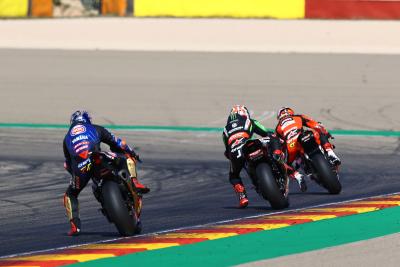 Toprak Razgatlioglu, Jonathan Rea and Michael Ruben Rinaldi, Aragon WorldSBK Superpole Race, 10 April