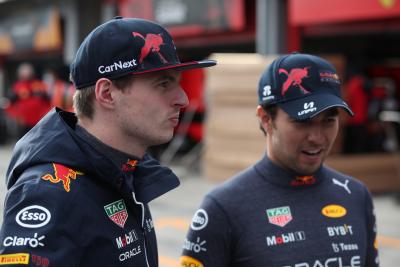 Max Verstappen (NLD) Red Bull Racing and Sergio Perez (MEX) Red Bull Racing. Formula 1 World Championship, Rd 4, Emilia