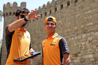 Lando Norris (GBR) McLaren walks the circuit with the team. Formula 1 World Championship, Rd 8, Azerbaijan Grand Prix,