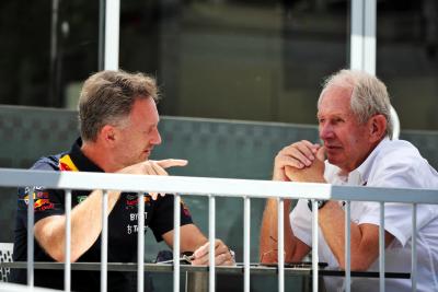 (L to R): Christian Horner (GBR) Red Bull Racing Team Principal with Dr Helmut Marko (AUT) Red Bull Motorsport Consultant.
