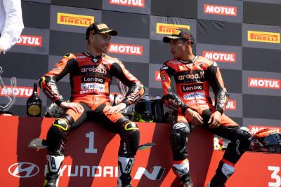 Alvaro Bautista and Michael Ruben Rinaldi, Misano WorldSBK race1, 11 June