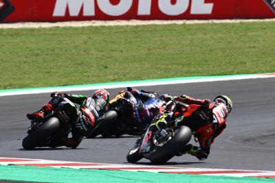 Toprak Razgatlioglu, Jonathan Rea dan Alvaro Bautista, balapan superpole Misano WorldSBK, 12 Juni