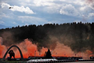 Circuit atmosphere - orange smoke released by fans beofre the start of the race. Formula 1 World Championship, Rd 11,