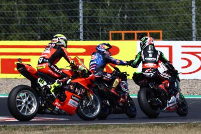 Toprak Razgatlioglu, Jonathan Rea and Alvaro Bautista, Czech WorldSBK Superpole race, 31 July