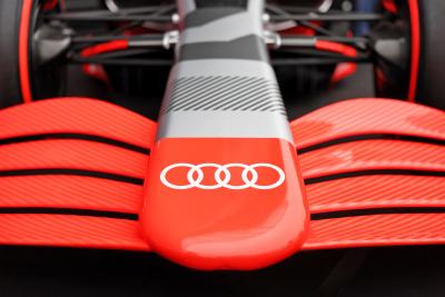 A showcar in the pits as Audi has officially registered as an F1 engine manufacturer for the 2026 regulations. Formula 1