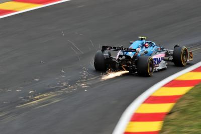Esteban Ocon (FRA) Alpine F1 Team A522 sends sparks flying. Formula 1 World Championship, Rd 14, Belgian Grand Prix, Spa