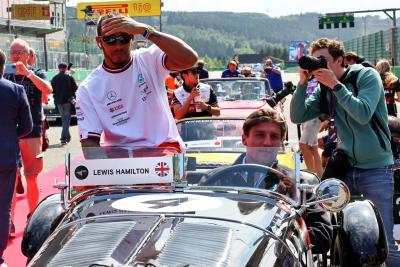 Lewis Hamilton (GBR) Mercedes AMG F1 on the drivers parade. Formula 1 World Championship, Rd 14, Belgian Grand Prix, Spa