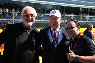 Flavio Briatore (ITA) with HSH Prince Albert of Monaco (MON) and Felipe Massa (BRA) FIA Drivers' Commission President.