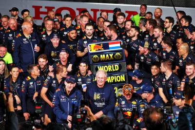 Race winner Max Verstappen (NLD) Red Bull Racing celebrates winning the World Championship with the team. Formula 1 World