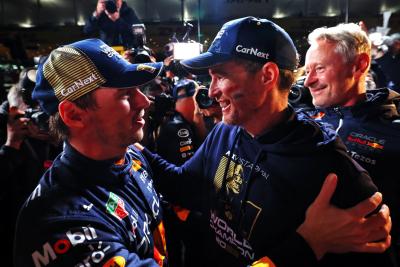 Race winner Max Verstappen (NLD) Red Bull Racing celebrates winning the World Championship with the team. Formula 1 World